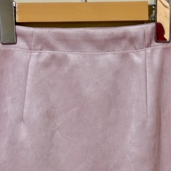 Philosophy| Elegant Pink Dusty Rose Faux-Suede Long Mid-Calf Pencil Skirt Sz S - Picture 3 of 7